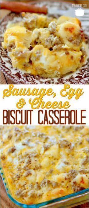 Easy Sausage, Egg & Cheese Biscuit Casserole recipe from The Country Cook #breakfast #casserole #recipes #ideas #easy #biscuits #eggs #sausage Breakfast Brisket Biscuit, Sausage Buiscits Egg Casserole, Canned Biscuit Breakfast Casserole, Biscuits And Eggs Breakfast, Breakfast Using Canned Biscuits, Dinner Ideas With Canned Biscuits, Canned Biscuit Casserole, Can Biscuits Ideas Breakfast Recipes, Sausage Egg Cheese Biscuit