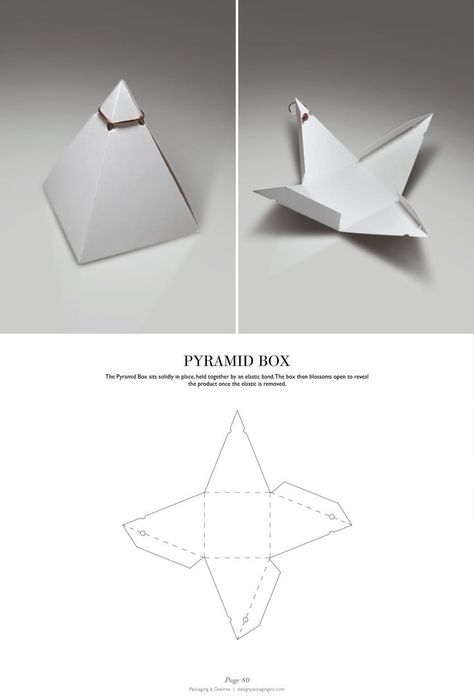 Pyramid Box - http://issuu.com/designpackaging/docs/packaging-dielines-free-book-design/1 Packaging Nets, Packaging Dielines, Pyramid Box, Packaging Template, Box Packaging Design, Packing Design, Tea Packaging, Diy Gift Box, Paper Packaging