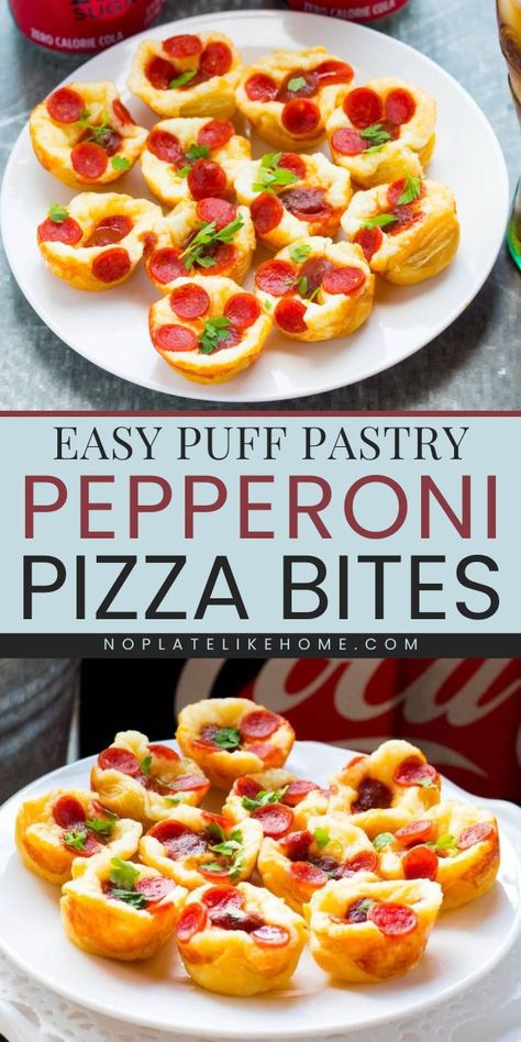 Here's an easy New Year appetizer! This Easy Puff Pastry Pepperoni Pizza Bites recipe only takes 30 minutes to prepare with only 7 ingredients. It's a fun Football foodie finger food perfect for your Super Bowl party food idea. Pin this game-day menu! Puff Pastry Pepperoni, Pizza Bites Appetizer, Game Day Apps, Football Appetizers Easy, Pizza Bites Recipe, Super Bowl Finger Foods, Superbowl Food Appetizers, Pepperoni Pizza Bites, Wings Game