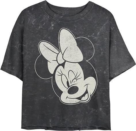 Disney Characters Minnie Wink Women's Mineral Wash Short Sleeve Crop Tee, Black, X-Large at Amazon Women’s Clothing store Minnie Mouse Outfits, Disney Designs, Mickey Mouse And Friends, Girls T Shirt, Retro Logo, Disney Outfits, Mickey And Friends, Iconic Characters, Disney Mickey