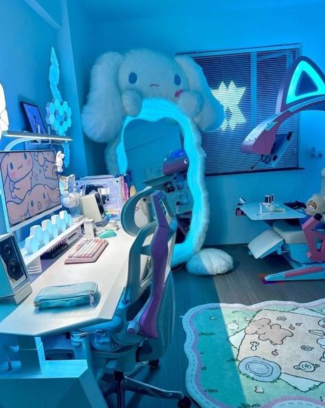 Sanrio Bedroom, Gamer Room Decor, Video Game Room Design, Cute Bedroom Ideas, Gaming Room Setup, Cute Bedroom Decor, Cute Room Ideas, Cozy Room Decor, Gamer Room