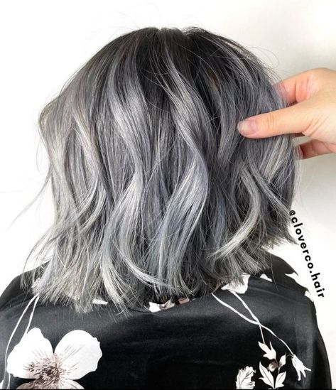 Black Lob, Dark Silver Hair, Silver Hair Shampoo, Silver Balayage, Silver Blue Hair, Ash Grey Hair, Ash Balayage, Silver Hair Dye, Silver Ombre Hair