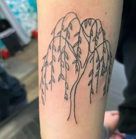 Tiny Weeping Willow Tree Tattoo, Willow Tree Tattoo Small Simple, Simple Willow Tree Tattoo, Small Willow Tree Tattoo, Nyc Doodles, Weeping Willow Tree Tattoo, Giving Tree Tattoo, Heart Lock Tattoo, Giving Tree Tattoos