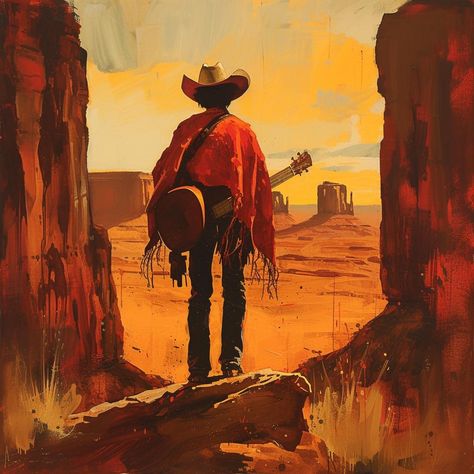 This stunning oil painting captures a breathtaking Arizona sunset, where the sky is ablaze with vibrant hues of red and orange. A lone cowboy stands in the foreground, gazing at the magnificent display of colors as the sun dips below the horizon. The dramatic interplay of light and shadow adds depth to the scene, evoking a sense of tranquility and awe. This artwork beautifully encapsulates the rugged beauty of the American West, making it a perfect addition to any space seeking warmth and inspir Vintage Sky Painting, Arizona Cowboy, Lone Cowboy, Cowboy Painting, Arte Cowboy, Cowboy Artwork, Arizona Sunset, Western Artwork, Western Paintings