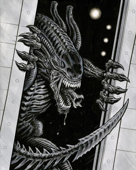 Xenomorph Types, Scary Alien, Alien Xenomorph, Alien 1979, Comic Tattoo, Horror Drawing, Alien Artwork, Drawing Superheroes, Alien Tattoo