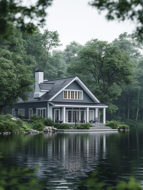 12 Inspiring Lake House Exterior Paint Colors to Elevate Your Retreat Coastal Lake House Exterior, Small Lake House Renovation, Lake Homes Exterior, Small Lake House Exterior, Lake House Exterior Paint Colors, House Color Inspiration, Lake Cottage Exterior, Lake House Exterior, Lake Cottages