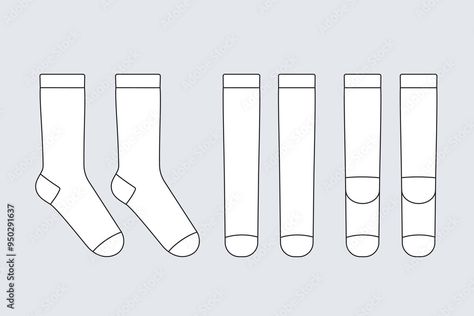 Socks vector template isolated on white. Unisex clothes. Apparel models sketch set. Outline for fashion clothes design. Front and right view. Stock Vector | Adobe Stock Sock Template, Models Sketch, Flat Drawings, Model Sketch, Unisex Clothes, Vector Template, Clothes Line, White Sock, Photo Illustration