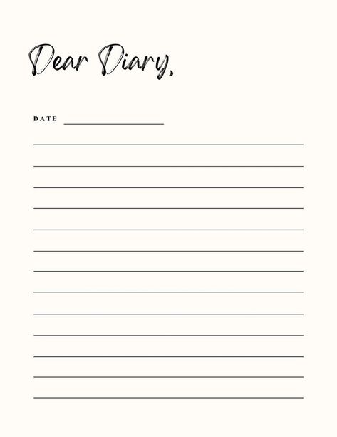 Blank Diary Page, Diary Template Journals, Diary Page Template, Journal Printables Free, Notes Templates, Diary Template, Goodnotes 5, Writing Paper Printable Stationery, Note Template