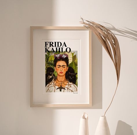 Frida Kahlo Self Portrait, Portrait Home Decor, Etsy Poster, Modern Art Poster, Frida Kahlo Art, Scandinavian Print, Minimalist Prints, Amazon Handmade, Exhibition Poster