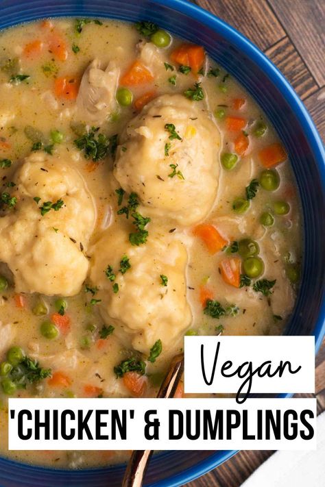 Vegan Chicken And Dumplings, Vegan Dumplings, Dairy Free Soup, Herbst Bucket List, Vegetarian Chicken, Vegan Chicken, Dumplings Recipe, Vegan Soup Recipes, Lean Belly Juice