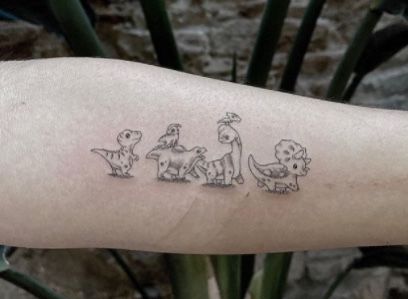 Baby Dinosaur Tattoo, Cute Dinosaur Tattoo, Dino Tattoo, Dinosaur Tattoo, Cute Matching Tattoos, Dinosaur Tattoos, Finger Tats, Self Love Tattoo, Baby Dinosaur