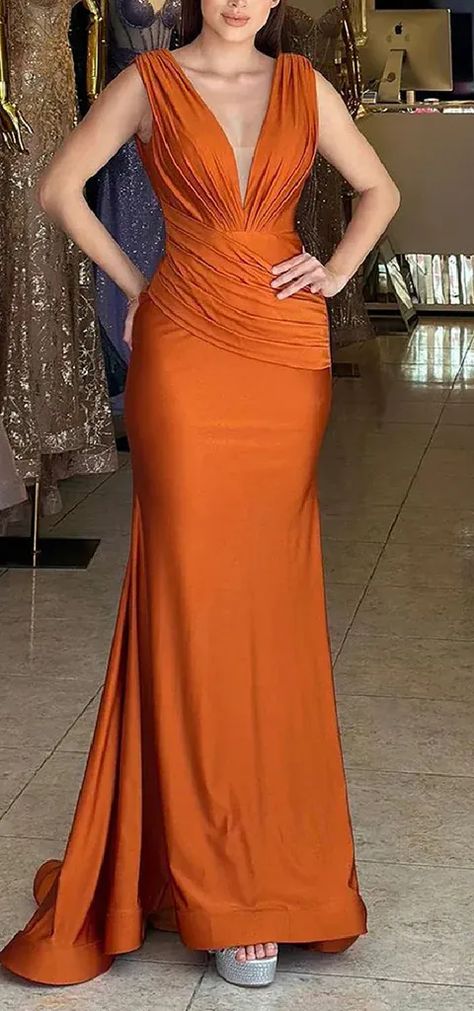 Elegant Satin Deep V-neck Mermaid Burnt Orange Long Bridesmaid Dresses – RomanBridal #bridesmaiddresses #satinbridesmaiddresses #longbridesmaiddresses #bridesmaiddressesonline #bridesmaid #weddingidea Fancy Short Dresses, Custom Prom Dress, Mermaid Bridesmaid Dresses, Bridesmaid Dresses Online, Cheap Bridesmaid Dresses, Satin Bridesmaid Dresses, Sleeve Wedding Dress, A Line Prom Dresses, Long Prom Dresses