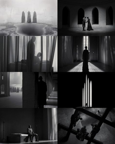 The Tragedy of Macbeth 2021 - Joel Coen Macbeth Film, Macbeth 2021, Cinematography Composition, The Tragedy Of Macbeth, Filmmaking Cinematography, Stage Set Design, German Expressionism, Septième Art, Movie Shots