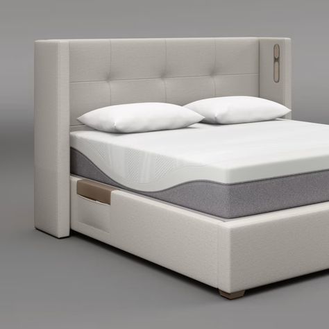 Box Tufted Buttonless Bed | Sleep Number Smart Bed, Sleep Environment, Shop Furniture, Assisted Living, Beds For Sale, Upholstered Bed, Upholstered Headboard, Upholstered Beds, Headboards