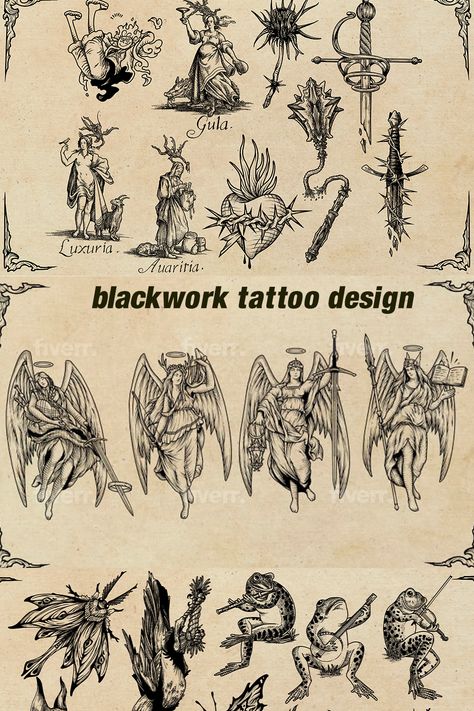 engraving, blackwork ,fantasy dark Midevil Tattoo Design, Medieval Style Tattoo, Engraving Style Tattoo, Blackwork Tattoo Design, Tatoo Styles, Books Nature, Hotline Miami, Medieval Artwork, History Tattoos