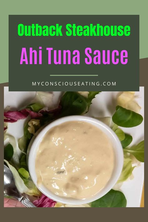 Ahi tuna sauce with a drizzle of sauce Outback Ahi Tuna Recipe, Ahi Tuna Seasoning, Sauce For Ahi Tuna Steaks, Ahi Tuna Sauce Recipe, Tuna Steak Sauce, Grilled Ahi Tuna Steak Recipe, Tuna Sauce Recipe, Sauce For Tuna Steak, Ahi Tuna Sauce