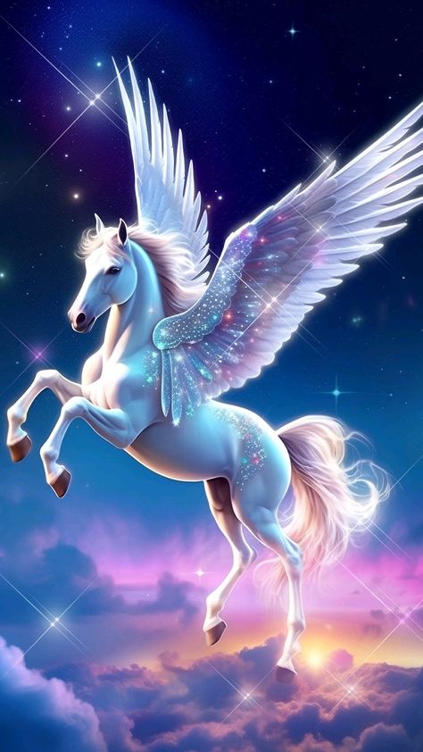 Pegasus Art, Unicorn Artwork, Unicorn And Fairies, Pegasus Unicorn, Magical Horses, Mythical Creatures Fantasy, Unicorn Pictures, Fantasy Horses, Unicorn Illustration