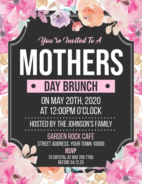 Mothers Day Restaurant Ideas, Mother’s Day School Event Ideas, Mother's Day Brunch Themes, Mother’s Day Event Ideas, Mothers Day Event Ideas, Mothers Day Flyer Design, Invitations For Mother’s Day, Mother’s Day Brunch Invitation, Brunch Buffet