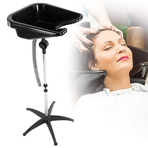 Portable Hair Washing Basin, Rotatable Adjustable Hair Washing Sink, with casters Move Smoothly and Freely, Standing Firm, Health Salon Hairdressing Back Wash 18.9 x 18.7 x 8.7 inch Hair Washing Sink, Back Wash, Washing Basin, Hair Washing, Shampoo Bowls, Black Sink, Durable Medical Equipment, Washing Hair, Professional Hairstyles