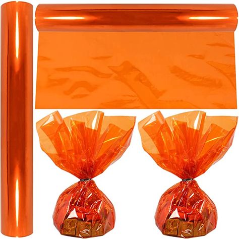 Amazon.com: Cellophane Wrap Roll Orange | 100’ Ft Long X 16” in. Wide | 2.3 Mil Thick Transparent Orange | Halloween Treats, Baskets, Cellophane Wrapping Paper | Colorful Cello, Halloween Decorations| by Anapoliz : Health & Household Halloween Treat Baskets, Thanksgiving Candy, Cellophane Wrapping, Orange Rolls, Orange Candy, Orange Paper, Cellophane Wrap, Halloween Orange, Holiday Colors