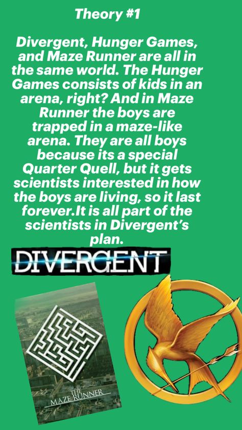 The Hunger Games and Divergent are connected to Maze Runner. Find out how and ask questions in the comments Quarter Quell, Divergent Hunger Games, The Hunger Games, The Hunger, Divergent, Ask Questions, Maze Runner, Hunger Games, How To Plan