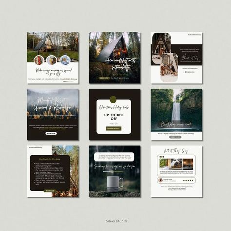 Social Media | Cabin Vacation Rental Instagram Posts, Cabin Airbnb Template Social Media Posts, Short-term Rental Instagram Post Template, Canva Template - Etsy UK #socialmedia, #socialmedia_template Airbnb Instagram Ideas, Cabin Airbnb, Business Instagram Ideas, Hotel Ads, Canva Etsy, Posting Ideas, Explore Aesthetic, Aesthetic Post, Airbnb Design