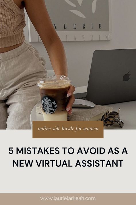 Are you a new virtual assistant freelancer just starting out? Don't let these 5 common mistakes trip you up! Let me teach you the ropes with the best virtual assistants tips as I scaled my own VA side hustle to $10k a month. Build your online business for beginners, reach 6 figures, and make money online like a pro! owning a business business goals online business ideas starting a business successful business woman side hustle at home side hustle for women career options Virtual Assistant Tips, Content Ideas For Virtual Assistants, Virtual Assistant Aesthetic, Virtual Assistant Branding, Virtual Executive Assistant, Becoming A Virtual Assistant, Creative Virtual Assistant, Personal Assistant Duties, Virtual Assistant Portfolio Example