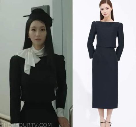 Eve: Season 1 Lee Ra-El's Black Boat Neck Top & Skirt Lee Ra El Outfit, Black Boat, Boat Neck Top, Where To Buy Clothes, Boat Neck Tops, Fashion Tv, Season 1, Boat Neck, Dress To Impress