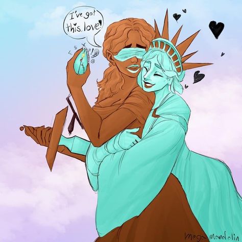 Lady Liberty X Lady Justice, Lady Liberty And Lady Justice, Cute Lgbtq Art, Girlfriend Drawings, Poly Couple Drawing Reference, Cute Ship Art, Lgbtq Drawings, Gay Ships Fanart, Lgbtq Art