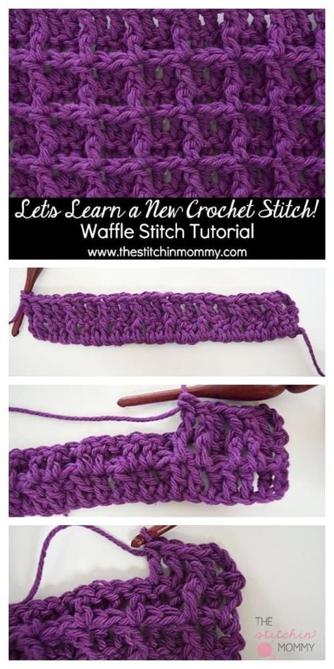 Crochet Waffle Stitch Free Pattern Tutorial-Video Crochet Waffle, Crochet Waffle Stitch, Crochet Geek, Waffle Stitch, Double Stitch, Crochet Lessons, Stitch Crochet, Crochet Stitches Tutorial, Crochet Instructions