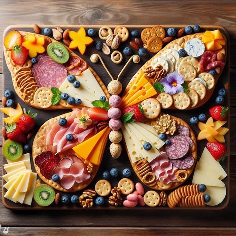 Fairy Charcuterie Board, Princess Charcuterie Board, Butterfly Charcuterie Board, Charcuterie Art, Amazing Food Platters, Fingerfood Party, Amazing Food Decoration, Catering Ideas Food, Charcuterie Inspiration