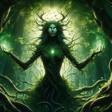 Forest People, Nature Goddess, Humanoid Creatures, Fantasy Posters, Mystical Forest, Forest Spirit, Fantasy Hair, Fantasy Forest, Fairytale Fantasy