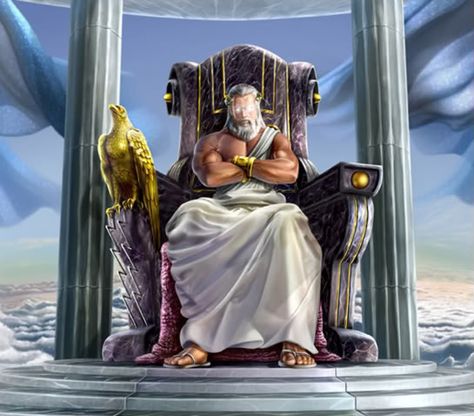 King On His Throne | Zeus smiles happily at Hera. "Hello Hera my love." His flashing yellow ... Zeus Greek Mythology, Zeus Greek, Zeus Jupiter, Zeus God, Zeus And Hera, Greek Gods And Goddesses, Greek And Roman Mythology, Ange Demon, Greek Mythology Art