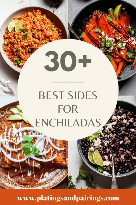 Enchiladas are a classic Mexican dish, but deciding on the perfect side dishes can be tough! In this post, I'll cover the BEST sides for enchiladas. From rice and beans, to tortilla chips and salsa, and more! Enchilada Plating Ideas, Sides For Enchiladas Dishes, Side For Enchiladas, What To Serve With Enchiladas, Sides For Enchiladas Dinners, Enchiladas Sides, Enchilada Sides, Sides For Enchiladas, Side Dishes For Enchiladas