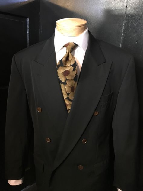 Aggressive fit 90’s oversized db with brown corozo buttons. The “big fit” was at its peak at this time and by the mid 90’s clothing was starting its move towards slimmer fits. Oversized floral prints and foulards decorated wide ties. Oversized Suit, Mid 90/, Double Breasted Suit, Old Man, Double Breasted Suit Jacket, Hugo Boss, Double Breasted, Suit Jacket, Floral Prints