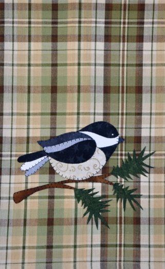 (TWB-EP22) E-pattern P22 Chickadee & Evergreen Patternlet Windy Photoshoot, Bird Quilt Blocks, Patterned Tea Towels, Farm Quilt, Bird Applique, Bear Quilts, Wooden Bear, Bird Quilt, Towel Crafts