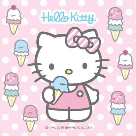 Hello Kitty enjoying ice cream Hello Kitty Dollhouse, Hello Kitty Ice Cream, Hello Kitty Decorations, Charmmy Kitty, Hello Kitty Themes, Hello Kitty Backgrounds, Hello Kitty Drawing, Hello Kitty Art, Hello Kitty Birthday