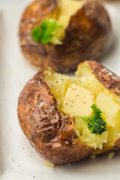 Instant Vortex Air Fryer Baked Potato  - The Flexible Fridge Vortex Air Fryer Recipes, Instant Vortex Air Fryer, Cooking Baked Potatoes, Actifry Recipes, Air Fryer Baked Potato, Perfect Baked Potato, Air Fry Recipes, Potato Recipes Side Dishes, Potluck Recipes