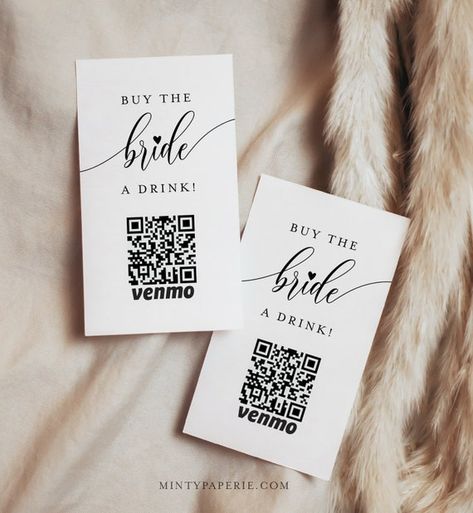 Buy the Bachelorette a Drink Bride Venmo Card Paypal QR | Etsy Bachelorette Venmo, Buy The Bride A Drink, Place Card Template, Singles Events, Bachelorette Trip, Bach Party, Bachelorette Weekend, Cash App, Qr Codes