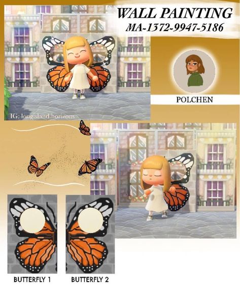 Animal Crossing Codes Designs on Instagram: “Love this butterfly cut-out design by @longisland.horizons - Windows: MA-7280-9846-7257 MA-3159-9178-7471 - #animalcrossing…” Animal Crossing Codes, Standee Design, Face Painting Easy, Animal Crossing Qr Codes Clothes, Qr Codes Animal Crossing, Animal Crossing Pocket Camp, Black Cat Art, Wall Paint Designs, New Animal Crossing