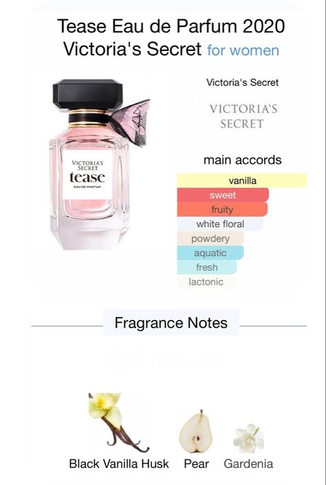 Victorias Secret Tease Perfume, Vanilla Perfumes For Women, Oil Perfumery, Victoria Secret Tease Perfume, Tease Perfume, Perfume Wishlist, Parfum Victoria's Secret, Victoria's Secret Perfume, Perfume Recipes