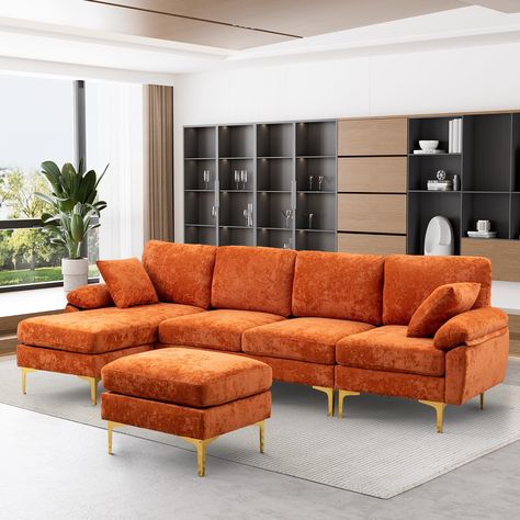 PRICES MAY VARY. 【Sofa Set Includes】L shape couch with chaise lounge + 1 Ottoman. The independent ottoman can be combined with the sofa to form a U-shaped sofa with double chaise. 【Soft and Comfy】Upholstered in velvet, padded with thick, high-density foam, this sectional sofa for living room provide ultra comfort and support, allowing you, your family and guest to enjoy great days and nights. The futon sofa comes with 2 throw pillows for additional support. 【Sturdy and Durable】Supported by high- Velvet Room, U Shaped Sectional Sofa, Couch With Chaise, Velvet Sectional, Sectional Sofa With Chaise, Velvet Couch, L Shaped Couch, U Shaped Sofa, U Shaped Sectional