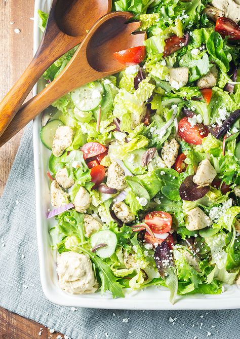 Simple Greek Chicken Salad Recipe - Bound By Food Greek Vinaigrette Dressing, Bound Salad, Greek Chicken Salad Recipe, Greek Salad With Chicken, Chicken Image, Chicken Tomatoes, Greek Vinaigrette, Greek Chicken Salad, Cheese Homemade