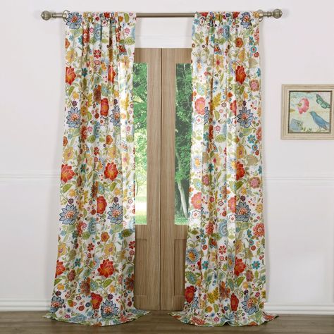 Bungalow Rose Biquele Floral Semi-Sheer Rod Pocket Curtains & Reviews | Wayfair Lush Decor, White Windows, Floral Curtains, Up House, Rod Pocket Curtain Panels, Rod Pocket Curtains, White Curtains, Kitchen Curtains, Sheer Curtain