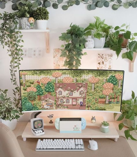 Aesthetic Desk Makeover, Desk Makeover Ideas, Aesthetic Room Makeover, Gaming Desk Setup, Cute And Aesthetic, Cozy Desk, New Desk, Study Desk Decor, Aesthetic Desk