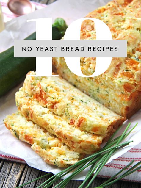 Yes you can make breads without yeast!  These Easy No Yeast Bread Recipes require no yeast, no kneading, no rising.  So easy.  So delicious! No Rise Garlic Bread, No Yeast Baking, Easy No Yeast Bread Recipes, Yeast Free Meals, No Yeast Breads, Yeast Less Bread, Easy Bread Recipes Without Yeast, No Yeast Garlic Bread, Easy Bread No Yeast