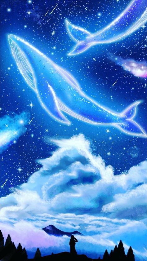 Whale In Space, Blue Whale Drawing, Dream Illustration, Dolphin Photos, Space Whale, Whale Drawing, Whale Illustration, Whale Painting, Dolphin Art