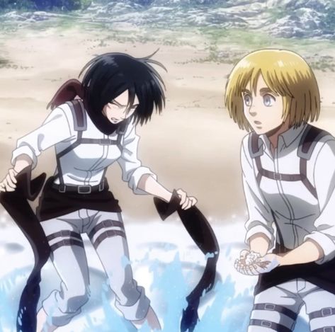 Mikasa And Armin, Mikasa Icon, Armin Mikasa, The 3 Kings, Reasons To Live, Attack On Titan, At The Beach, The Beach, Anime