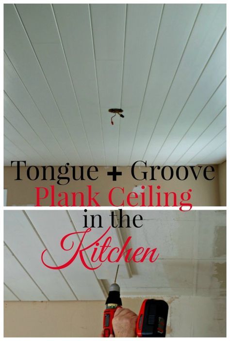 Full Kitchen Remodel, Wood Plank Ceiling, Tongue And Groove Ceiling, Plank Ceiling, Kitchen Ceiling, Diy Remodel, Ceiling Tiles, Kitchen Redo, Tongue And Groove