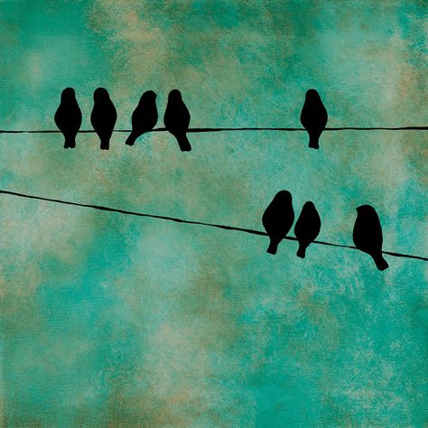 Birds On Wire, Paper Jewellery, Birds On A Wire, Wood Painting Art, Diy Watercolor Painting, Art Prints For Sale, Mural Art, Birds Painting, Abstract Artists